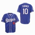 Los Angeles Dodgers #10 Justin Turner blue majestic baseball jerseys-SG