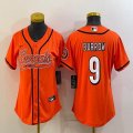 Youth Nike Cincinnati Bengals #9 Joe Burrow orange baseball jerseys Joint name-BD