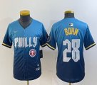 Youth Nike Philadelphia Phillies #28 Bohm skyblue majestaic baseball jersey city version-BD 03