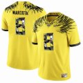 Oregon Ducks #8 Marcus Mariota Yellow With Portrait Print College Football Jersey-1