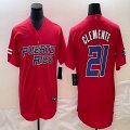 Puerto Rico Baseball #21 Roberto Clemente red 2023 World Baseball Classic Replica Player Jersey 05