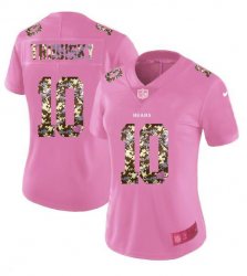 Women Nike Chicago Bears 10 Trubisky Pink Camouflage font love pink 2017 Vapor Untouchable player jersey