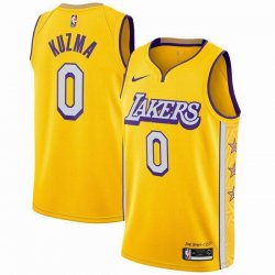 Nike Los Angeles Lakers #0 Kyle Kuzma yellow basketball Jerseys city version