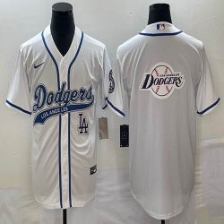 Nike Los Angeles Dodgers blank white majesitc baseball MLB jersey big logo-BD 01