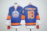 New York Mets #18 Darryl Strawberry Blue Long Sleeve Stitched Baseball Jersey