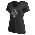 Women's Portland Trail Blazers Fanatics Branded Black Static Logo V-Neck T-Shirt