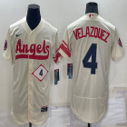 Nike Los Angeles Angels #4 Andrew Velazquez beige Flexbase Authentic Collection Jersey 01