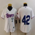 Youth Nike Texas Rangers #42 white majestic baseball jerseys -BD 01