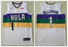 Nike New Orleans Pelicans #1 Zion Williamson white NBA jerseys with Sponsor patch-TY