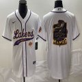 Nike Los Angeless Lakers #24 Kobe Bryant white baseball jerseys Joint name MAMBA-BD 01