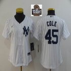 Women Nike New York Yankees #45 Gerrit Cole White majestic baseball Jersey