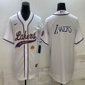 Nike NBA Los Angeles Lakers blank white baseball jerseys Joint name-BD 05