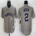 Nike New York Yankees #2 Derek Jeter gray mlb jersey-BD