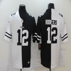 Nike Green Bay Packers #12 Aaron Rodgers white black Split Color Rush Limited Jersey-BD