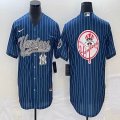 Nike New York Yankees blank blue majestic baseball jerseys big logo -BD 03