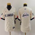 Youth Nike Los Angeles Dodgers blank beige fashion MLB baseball Jersey 08