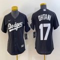 Women Los Angeles Dodgers #17 Shohei Ohtani Nike black majestic baseball Jersey 01