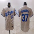 Nike Los Angeles Dodgers #37 Enrique Hernandez gray Flexbase Authentic Collection Jersey-BD 05