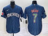 2023 World Cup Mexico #7 Julio Urias blue majestic baseball jerseys 80