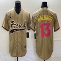 Nike San Diego Padres #13 Manny Machado beige MLB Baseball jerseys Joint name-BD 02