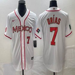 2023 World Cup Mexico #7 Julio Urias white majestic baseball jerseys 65