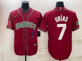 2023 World Cup Mexico #7 Julio Urias red blank majestic baseball jerseys