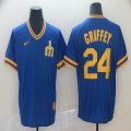 Nike Seattle Mariners #24 Ken Griffey Blue throwback mlb baseball jersey