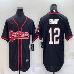 Nike Tampa Bay Buccaneers #12 Tom Brady black baseball jerseys Joint name-BD