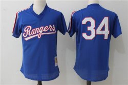 Texas Rangers #34 Nolan Ryan blue throwback Baseball Jersey