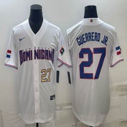 2023 World Cup Dominican Republic\'s #27 Vlad Guerrero Jr. white majestic baseball jerseys 02