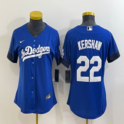 Women Nike Los Angeles Dodgers #22 Clayton Kershaw Blue majestic baseball jerseys-BD