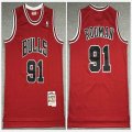 Chicago Bulls #91 Dennis Rodman Red throwback NBA basketball Jersey-XD