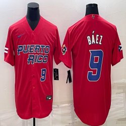 Puerto Rico #9 Baseball #9 Javier Báez red 2023 World Baseball Classic Replica Player Jersey 04