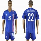 2016 Iceland team GUDJOHNSEN #22 blue soccer jerseys home