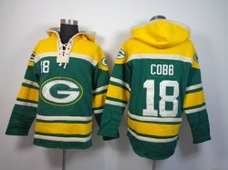 Green Bay Parkers 18 Randall Cobb green yellow nfl Hooded Sweatshirt