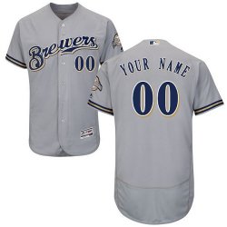 Custom Milwaukee Brewers gray Flexbase Authentic Collection Jersey