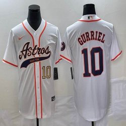 Nike Houston Astros #10 Yuli Gurriel white majestic baseball jerseys big logo Joint name -BD 01