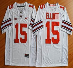 2015 Ohio State Buckeyes Ezekiel Elliott 15 NCAA Football Jersey - White