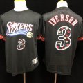 Philadelphia 76ers 3# Allen Iverson black throwback NBA Jersey Shorts Sleeves -LT