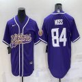 Nike Minnesota Vikings #84 Randy Moss purple baseball jerseys Joint name-BD