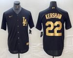 Nike Los Angeles Dodgers #34 Fernando Valenzuela black gold majestic baseball Jersey -BD