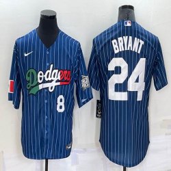 Nike Los Angeles Dodgers #24 Kobe Bryant blue throwback majestic baseball Jersey-BD 02