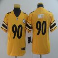 Youth Nike Pittsburgh Steelers #90 T. J. Watt yellow Color Rush Limited Jersey-Inverted version