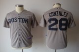 Boston Red Sox 28 GONZALEZ Grey kids jersey