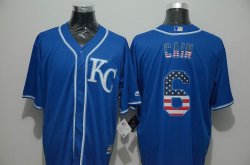 Kansas City Royals #6 Lorenzo Cain blue usa flag baseball jersey