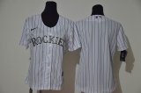 Women Nike Colorado Rockies blank white majestic baseball jersey-WL