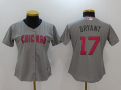 Women Chicago Cubs Kris Bryant Majestic Gray Home 2016 Mothers Day Flex Base Jersey