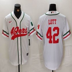 Nike San Francisco 49ers #42 Ronnie Lott white baseball jerseys Joint name-BD