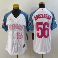 Women 2023 World Cup Mexico #56 Randy Arozarena white skyblue majestic baseball jerseys 21