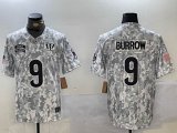 Cincinnati Bengals #9 Joe Burrow Nike Arctic Camo 2024 Salute to Service Limited Jersey